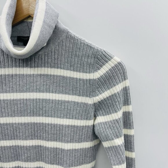 Talbots Petite Womens Size P Ribbed Striped Turtleneck Sweater in Metallic 1237 - Picture 4 of 9